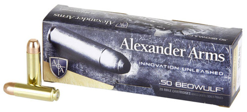 50 Beowulf Ammo - Alexander Arms Shoulder Flat Point FP Alexander Arms Shoulder Flat Point FP Ammo