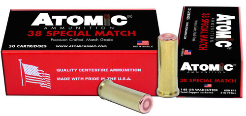 38 Special Ammo - Atomic Ammo Match Precision Craft Hollow Base Wadcutter Atomic Match Precision Craft Hollow Base Wadcutter Ammo