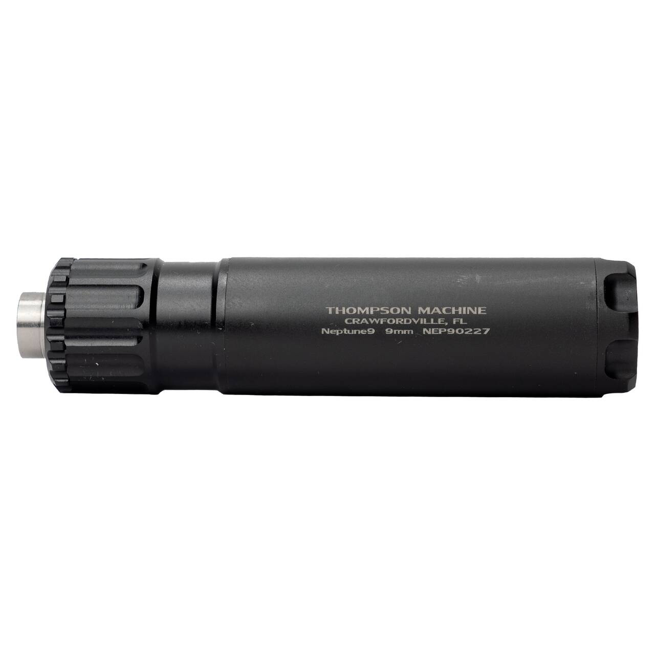 Thompson Machine Neptune 9 NFA Pistol Suppressor Black Anodized 5.25 Inch, 9mm Caliber, Direct Thread, 1/2x28, Aluminum / Stainless Steel