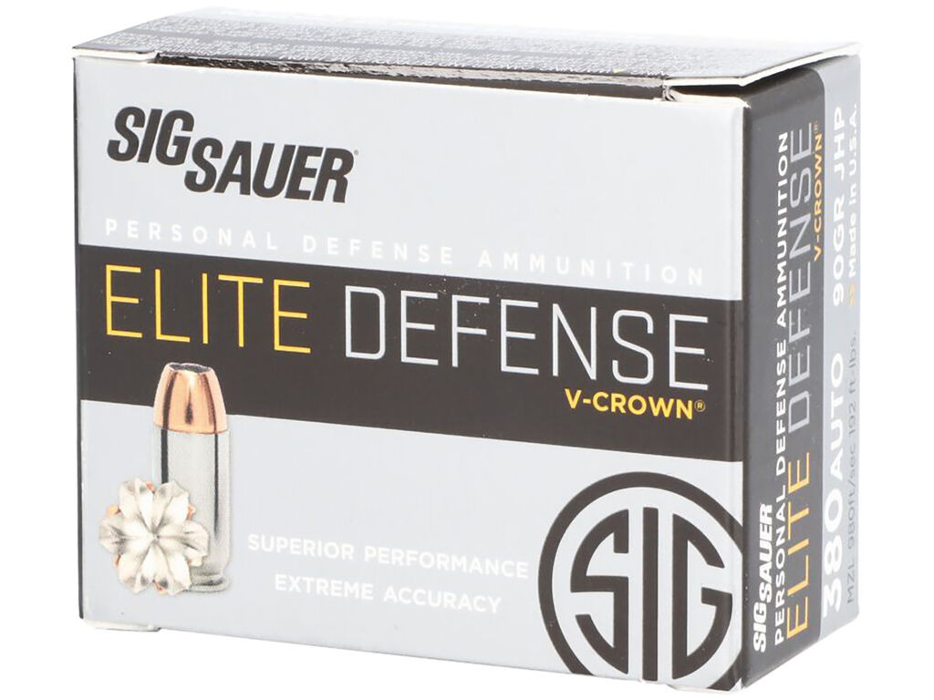 380 Auto Ammo - Sig Sauer Elite Defense V-Crown Case JHP Sig Sauer Elite Defense V-Crown Case JHP Ammo
