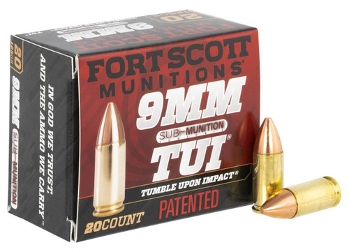 9mm Ammo - Fort Scott Munitions Tumble Upon Impact TUI Luger Subsonic SC Spun Fort Scott Munitions Tumble Upon Impact TUI Luger Subsonic SC Spun Ammo