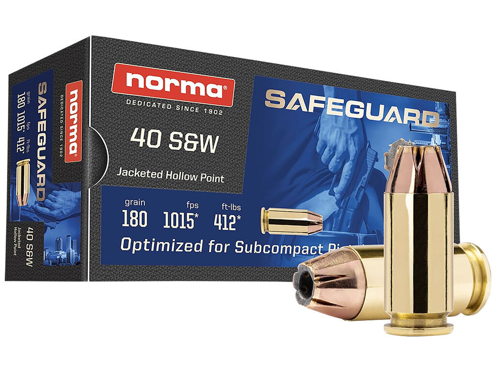 40 S&W Ammo - Norma Ammo Safeguard Case JHP Norma Safeguard Case JHP Ammo
