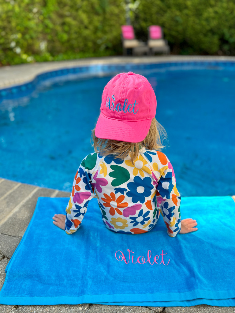 Summer Fun Kids - Monogrammed Beach Towel and Hat Gift Set