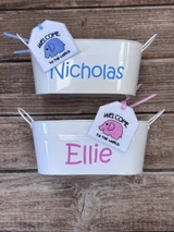 Upgrade your wrapping. You can add an embroidered gift tag and/or a personalized gift tin.  Wicked Stitches Gifts.