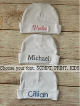 Choose your font and thread color, great fonts in a variety of colors.  Wicked Stitches Gifts.