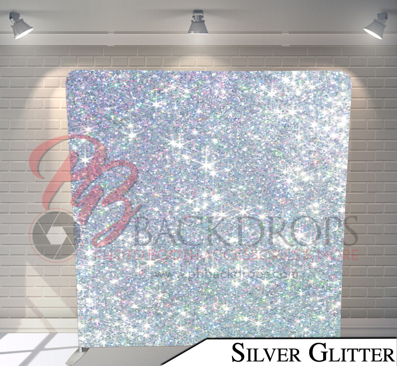 Single Sided Pillow Cover Backdrop Silver Glitter Pb Backdrops