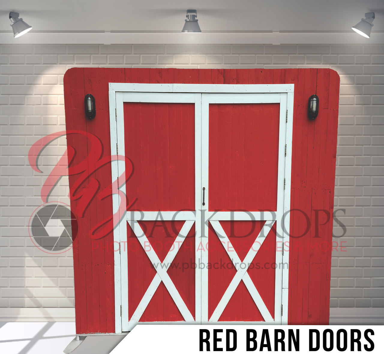 Single Sided Pillow Cover Backdrop Red Barn Doors Pb Backdrops