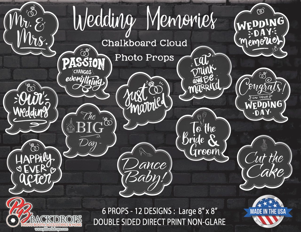 Wedding Memories Chalkboard Cloud Large Prop Bundle - PB Backdrops wedding-memories-chalkboard-cloud-large-prop-bundle-pb-backdrops