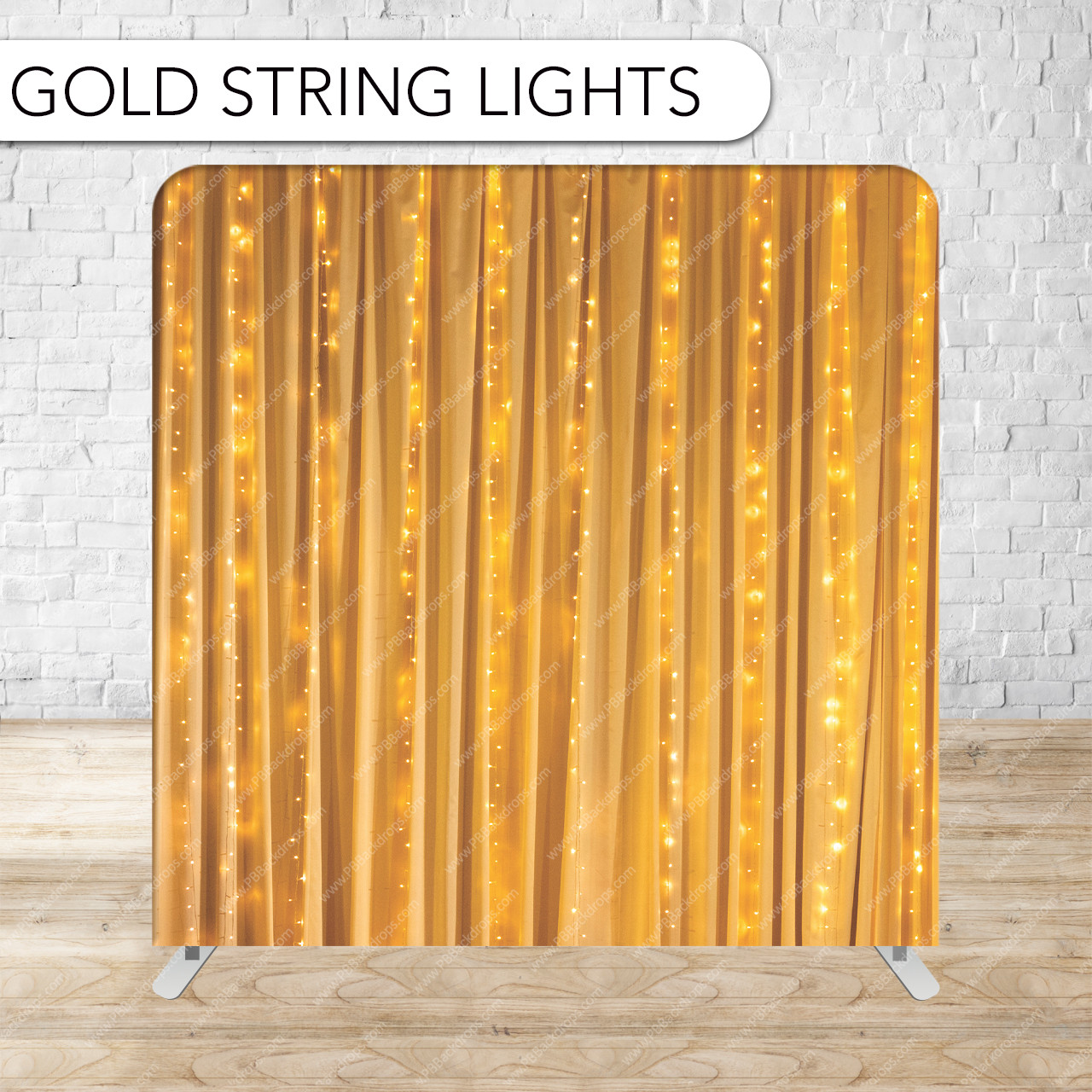 Pillow Cover Backdrop (Gold String Lights) - PB Backdrops