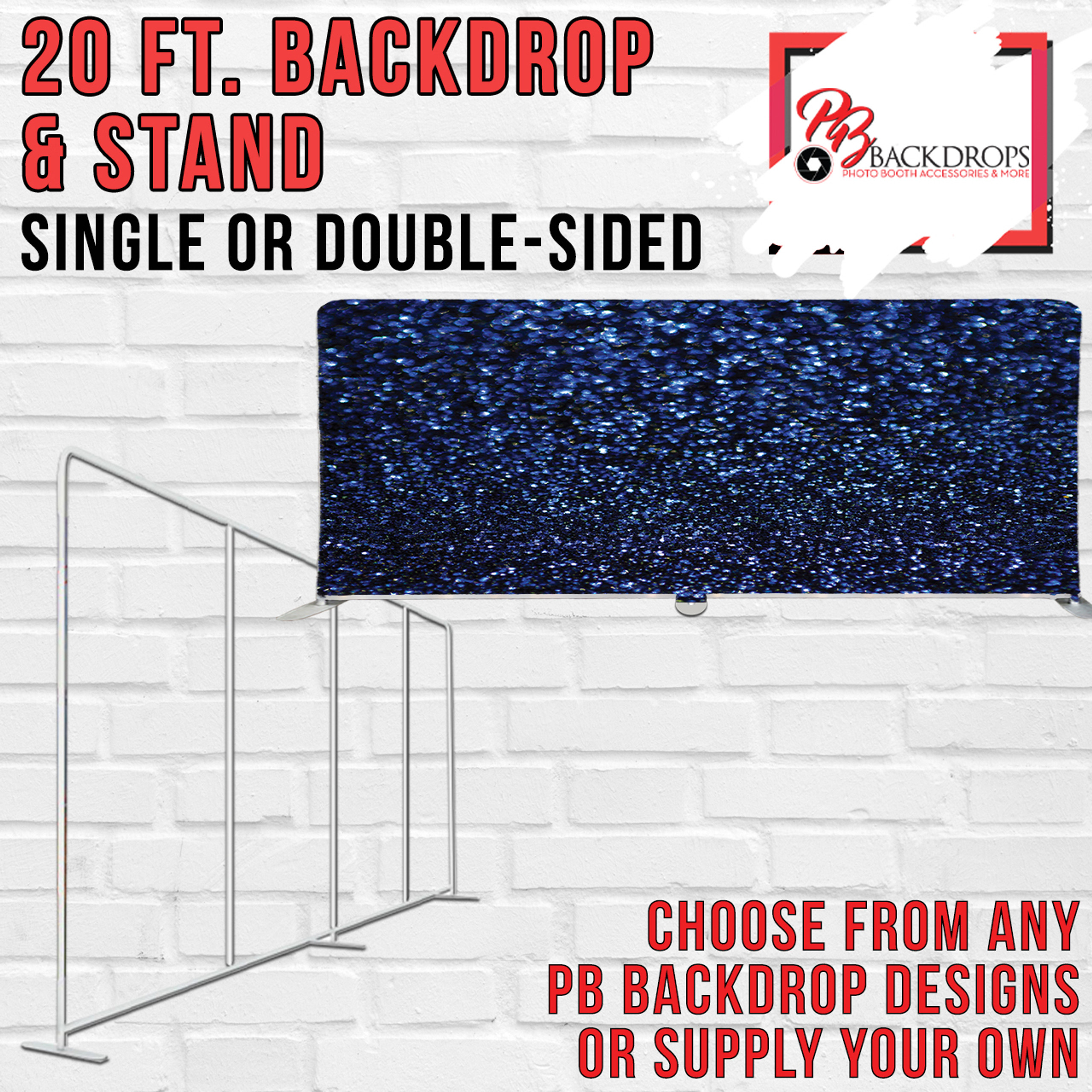 20ft Pillow Cover Backdrop with Frame and Oversized Bases PB Backdrops