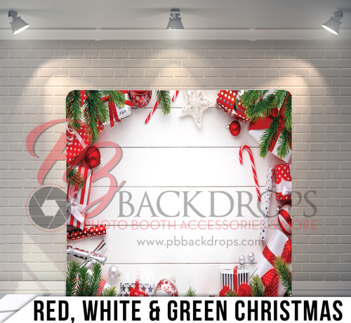 Pillow Cover Backdrop  (Red White and Green Christmas)
