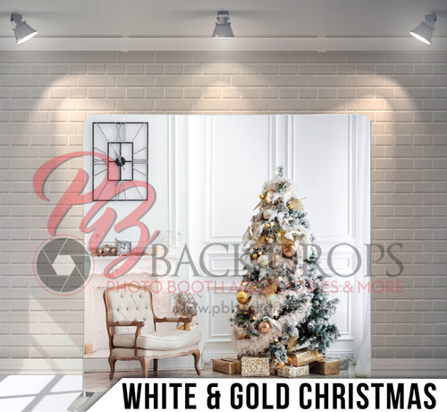 Pillow Cover Backdrop  (White and Gold Christmas)