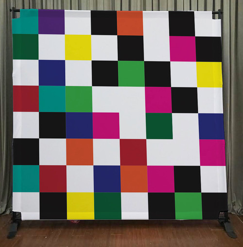 8x8 Printed Tension fabric backdrop - Colorful Checkers | PB Backdrops