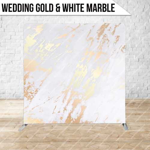Pillow Cover Backdrop  (Wedding Gold and White Marble)