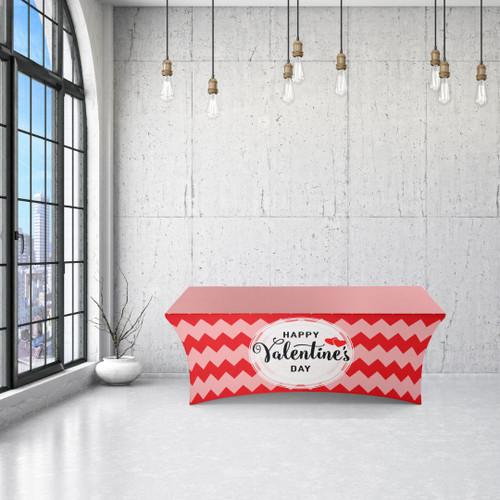 Spandex, Fitted, or Throw Table Cover, 4ft-6ft-8ft (Valentine's Day Zigzag)