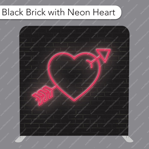 Pillow Cover Backdrop (Black Brick with Neon Heart)