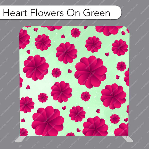 Pillow Cover Backdrop (Heart Flowers On Green)