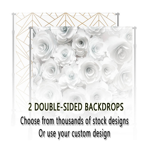 Pole Pocket Backdrop Bundle #1 - 2 Double-Sided 8x8 Backdrops - Our Designs or Yours