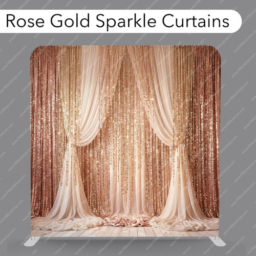 Pillow Cover Backdrop (Rose Gold Sparkle Curtains)