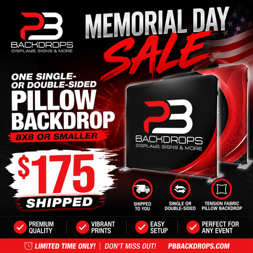 Memorial Day Sale - One Single- or Double-sided Pillow Backdrop (8x8 or smaller)