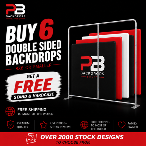 SALE: 6 Double-sided Pillow Backdrops - Includes FREE 32mm Stand (7.6x7.6)+ Oversized bases + Deluxe Carrybag + Hardcase