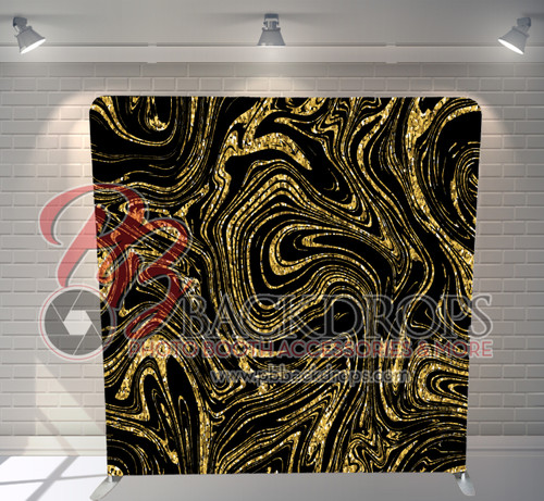 Single-sided Pillow Cover Backdrop  - Black Gold Marble | PB Backdrops