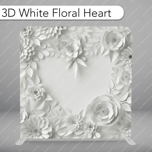 3D White Floral Heart