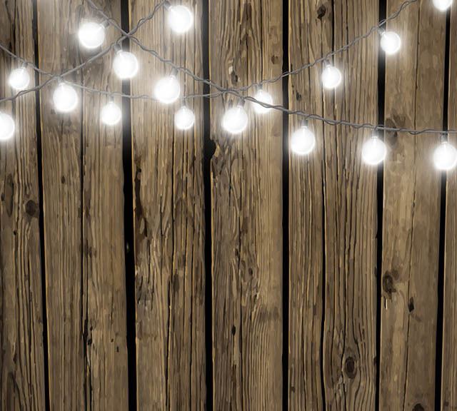 Dark Wood with String Lights