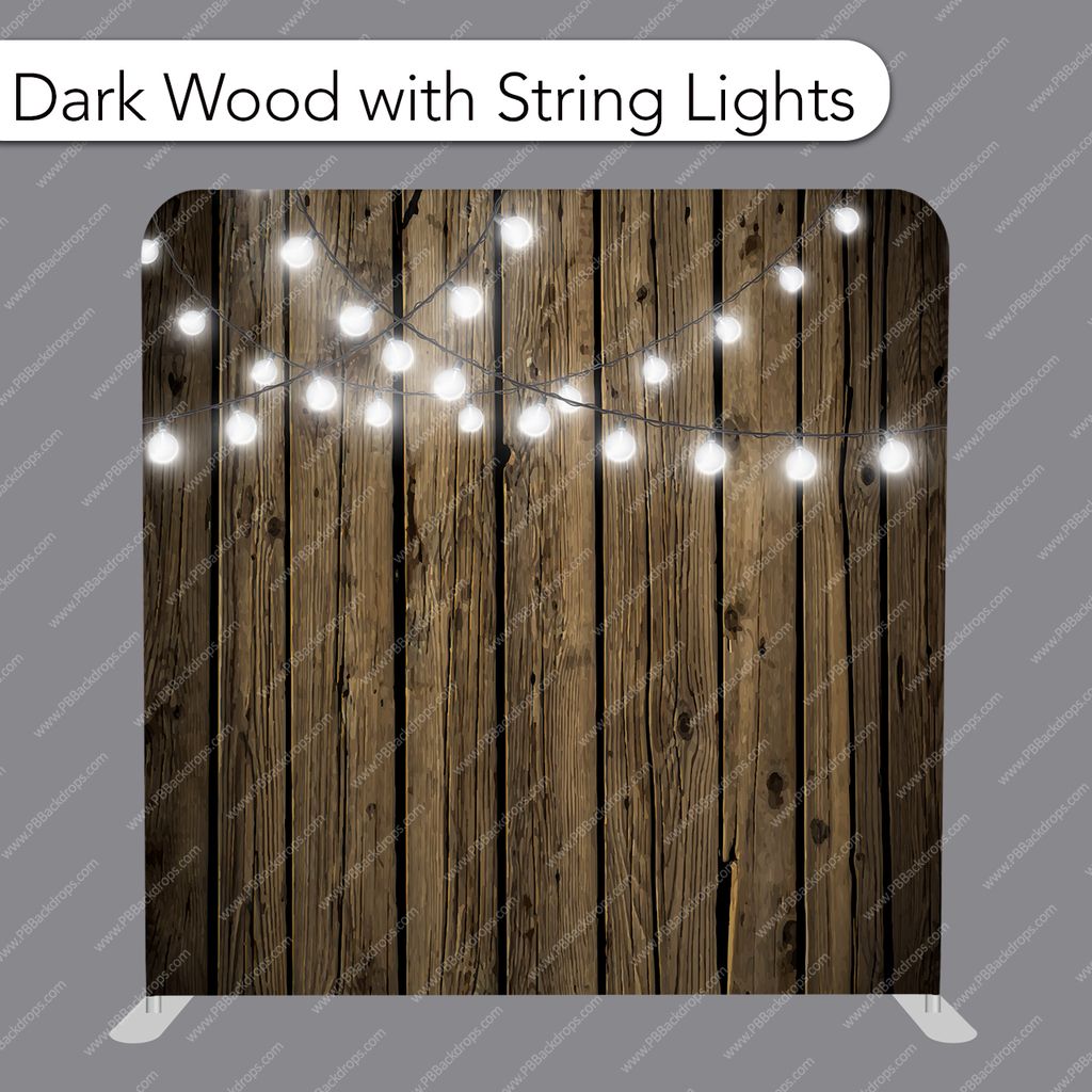Pillow Cover Backdrop (Dark Wood with String Lights) - PB Backdrops