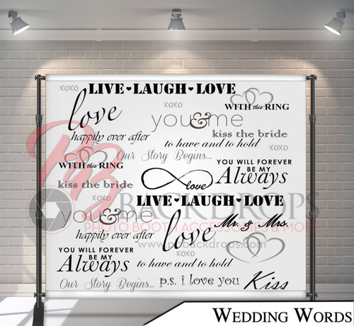 8x8 Printed Tension Fabric Backdrop Wedding Words Pb Backdrops