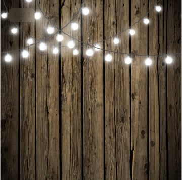 8x8 Printed Tension fabric backdrop (Dark Wood with String Lights) - PB