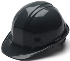 Pyramex 4 Point Cap Style Hard Hats with RATCHET Suspension Black  - Oblique View