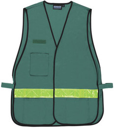 Incident Command Safety Vests GREEN with Silver Stripes Clear Pockets non CERT