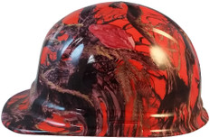 American Camo Orange Cap Style Hydro Dipped Hard Hats  - Left Side View