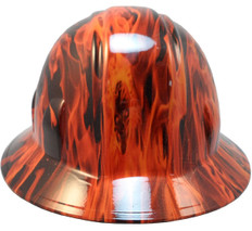 Burning Flames Small Skull Hydro Dipped Hard Hats ~ Front View