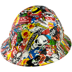 Sticker Bomb Hyrdro Dipped Hard Hats Full Brim Style