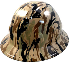 Camo Bootie Khaki Hydro Dipped Hard Hats ~ Oblique View