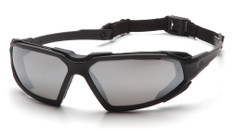Pyramex Highlander Safety Glasses ~ Black Frame - Silver Mirror Anti-Fog Lens