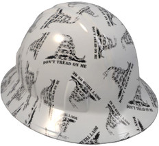 Don't Tread On Me White Hydro Dipped Hard Hats ~ Oblique View