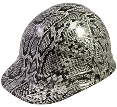 Snakeskin White Hydro Dipped Hard Hats ~ Oblique View