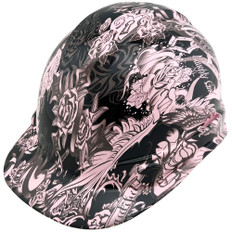 Tattoo Pink Hydro Dipped Hard Hats Cap Style Design - Oblique View