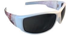 Edge Caraz Patriot Safety Glasses, White Frame Smoke Lens (HZ146-P2) Oblique view