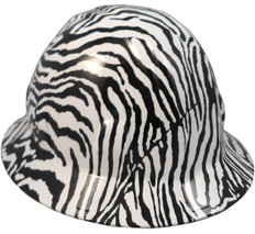 Zebra White Hydro Dipped Full Brim Hard Hats ~ Oblique View