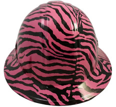 Zebra Pink Hydro Dipped Full Brim Hard Hats ~ Front View