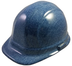 Blue Denim Hydro Dipped Hard Hats  ~ Oblique View