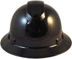 Pyramex Ridgeline Full Brim Hard Hat with Shiny Black Graphite Pattern - Front View
