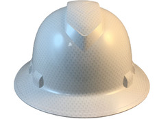 Pyramex Ridgeline Full Brim Style Hard Hat with Shiny White Graphite Pattern - Front View