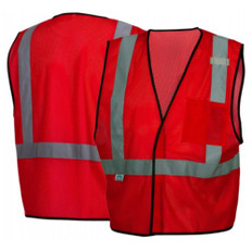 Pyramex NON-ANSI Mesh Safety Vests w/ Silver Stripes - Red
