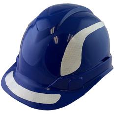 Pyramex Ridgeline Cap Style Hard Hats Blue with White Reflective Decals Applied