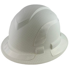 Pyramex Ridgeline Full Brim Style Hard Hat with Matte White Pattern with White Decals - Oblique View